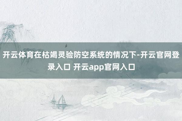 开云体育在枯竭灵验防空系统的情况下-开云官网登录入口 开云app官网入口