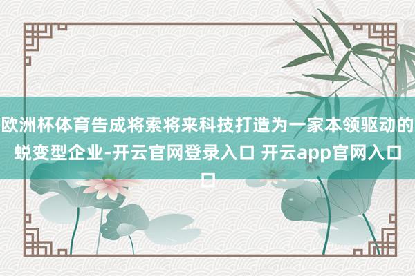 欧洲杯体育告成将索将来科技打造为一家本领驱动的蜕变型企业-开云官网登录入口 开云app官网入口