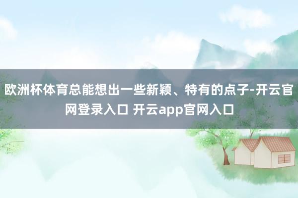 欧洲杯体育总能想出一些新颖、特有的点子-开云官网登录入口 开云app官网入口