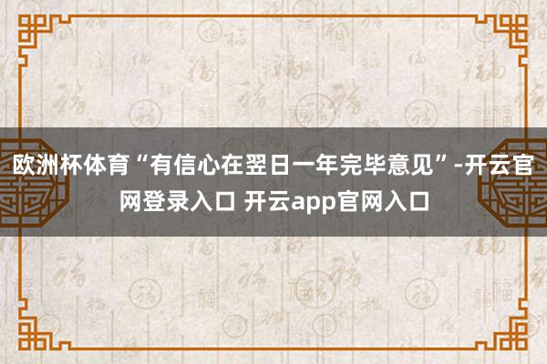 欧洲杯体育“有信心在翌日一年完毕意见”-开云官网登录入口 开云app官网入口