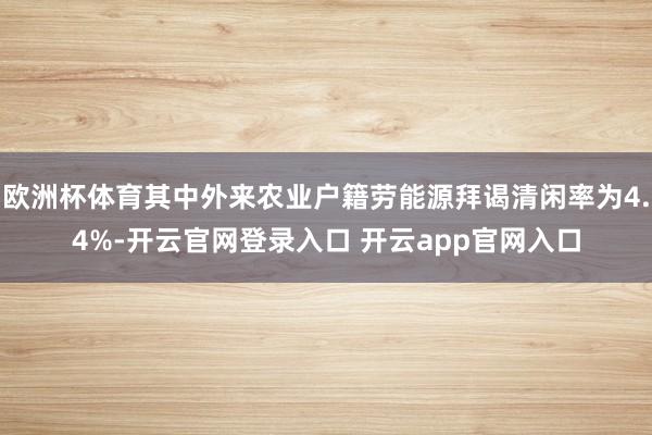 欧洲杯体育其中外来农业户籍劳能源拜谒清闲率为4.4%-开云官网登录入口 开云app官网入口