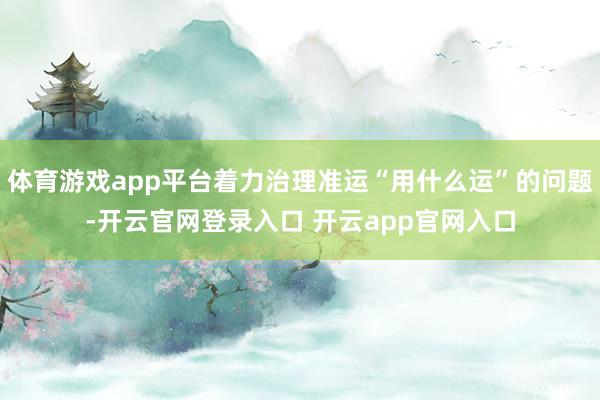体育游戏app平台着力治理准运“用什么运”的问题-开云官网登录入口 开云app官网入口