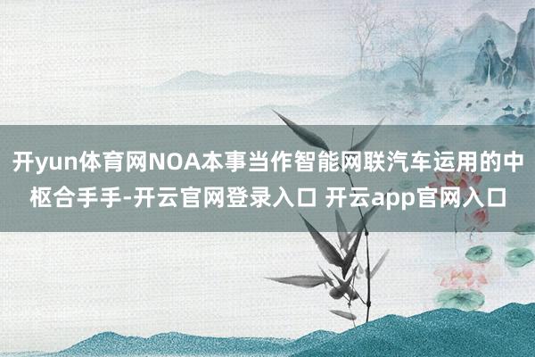 开yun体育网NOA本事当作智能网联汽车运用的中枢合手手-开云官网登录入口 开云app官网入口