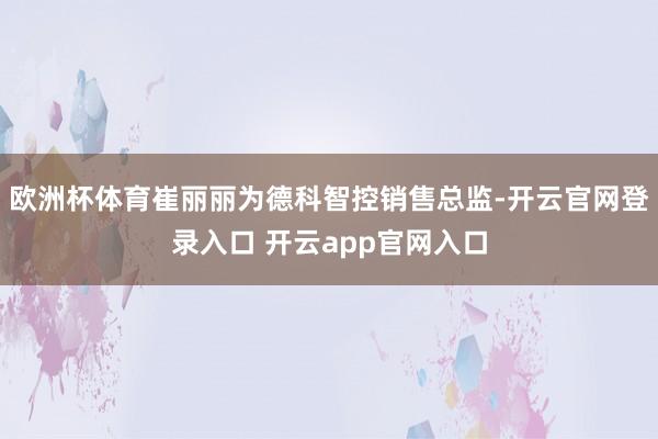 欧洲杯体育崔丽丽为德科智控销售总监-开云官网登录入口 开云app官网入口